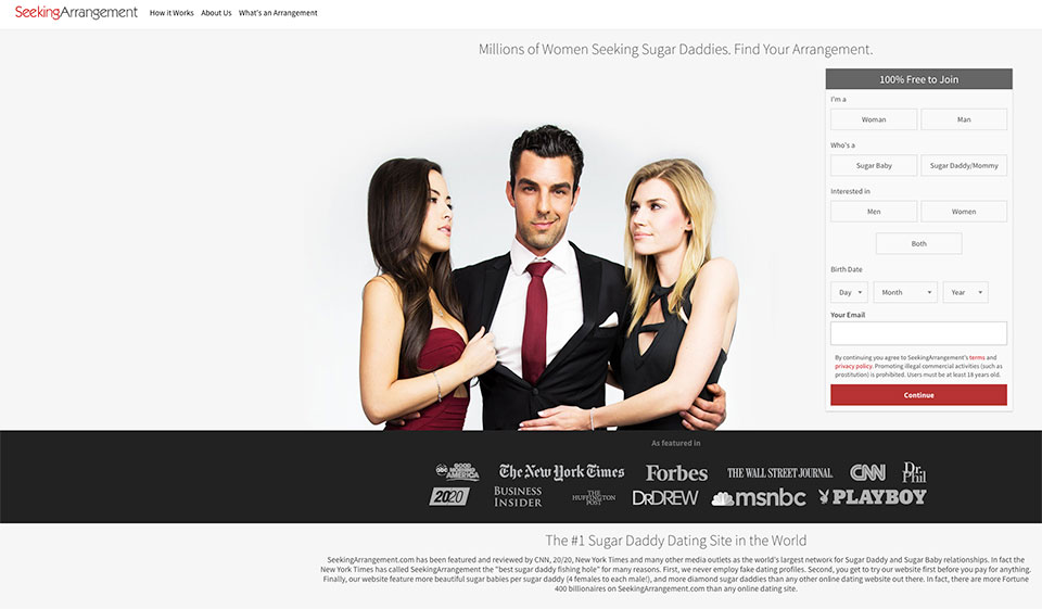 What is the global reach of SeekingArrangement?