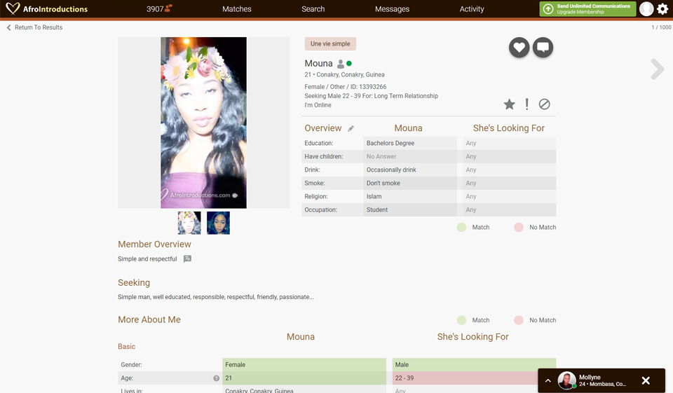 Usuń i zmień informacje w witrynie AfroIntroductions