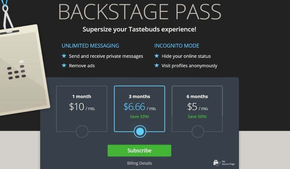 Tastebuds Dating-applicatie