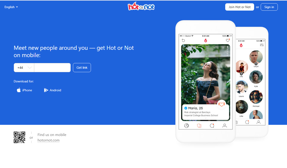 Heiße oder nicht mobile App und Website
