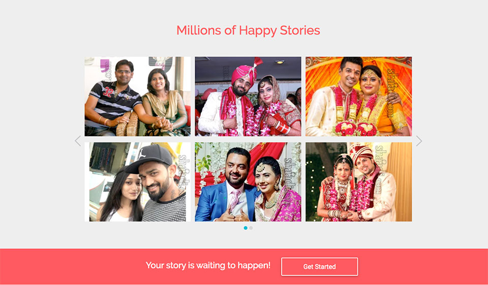 Shaadi Mobile App und Website