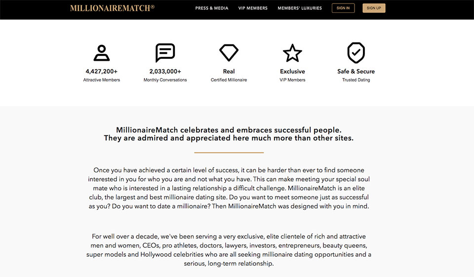 Audience quality of millionairematch