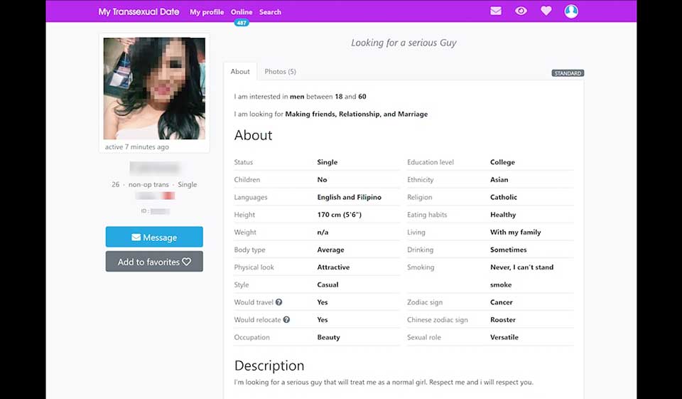 Standard of Audience in MyTranssexualDate