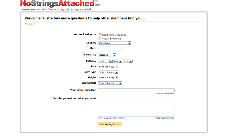 NoStringsAttached website