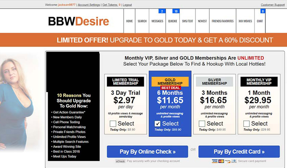 Tilbyr BBWDesire Premium-medlemskap?