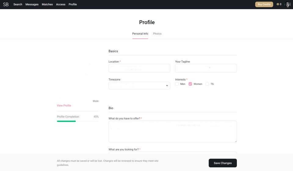 Secret Benefits website