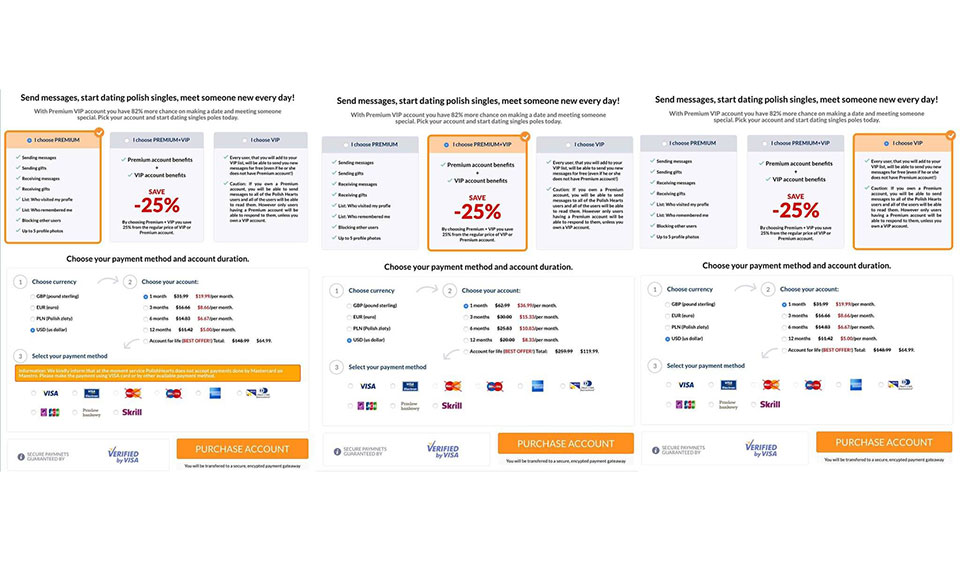 Cennik i metody płatności Polish Hearts
