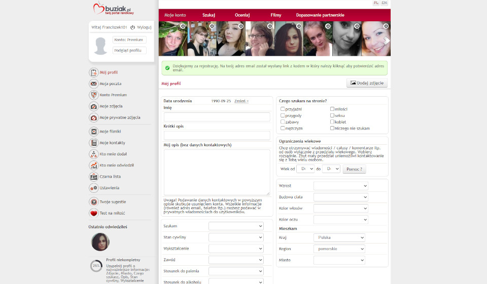 Duża liczba ciekawych kategorii