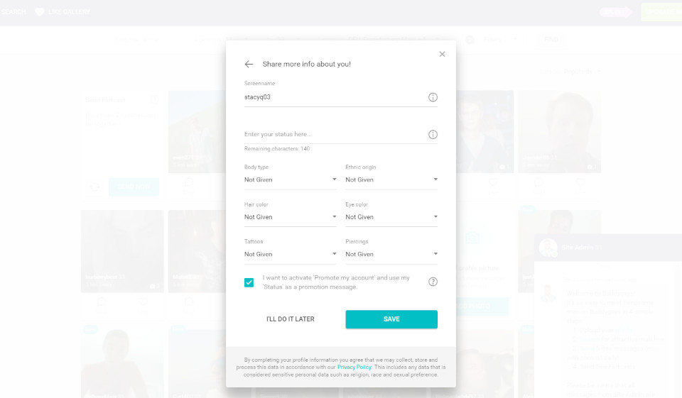 Signing Up at BuddyGays