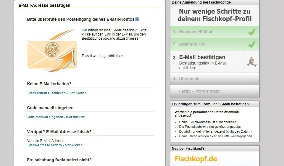 Fischkopf: Einloggen