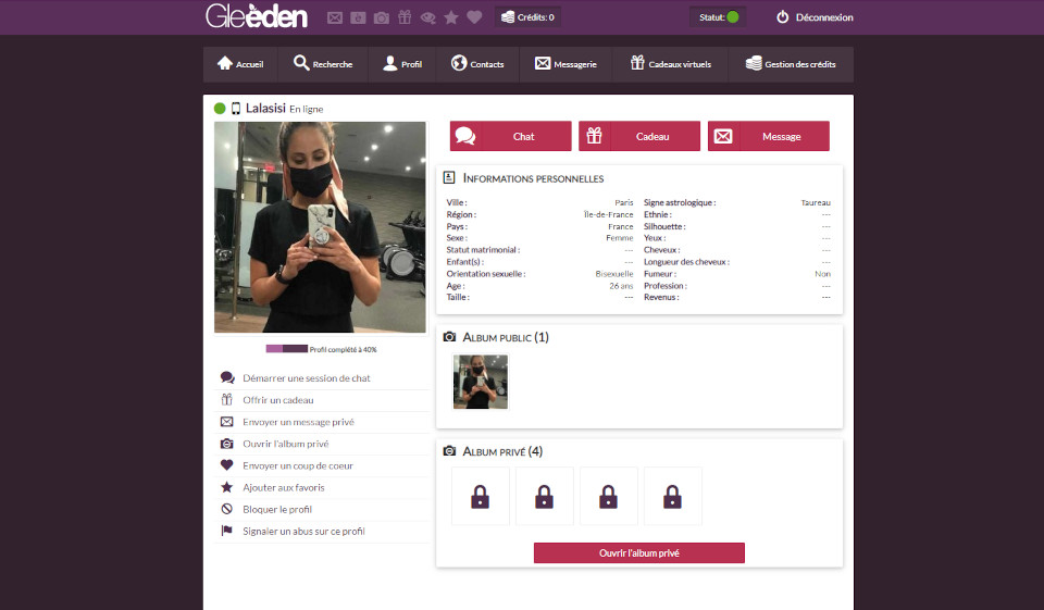 Recherche et qualité du profil de Gleeden?