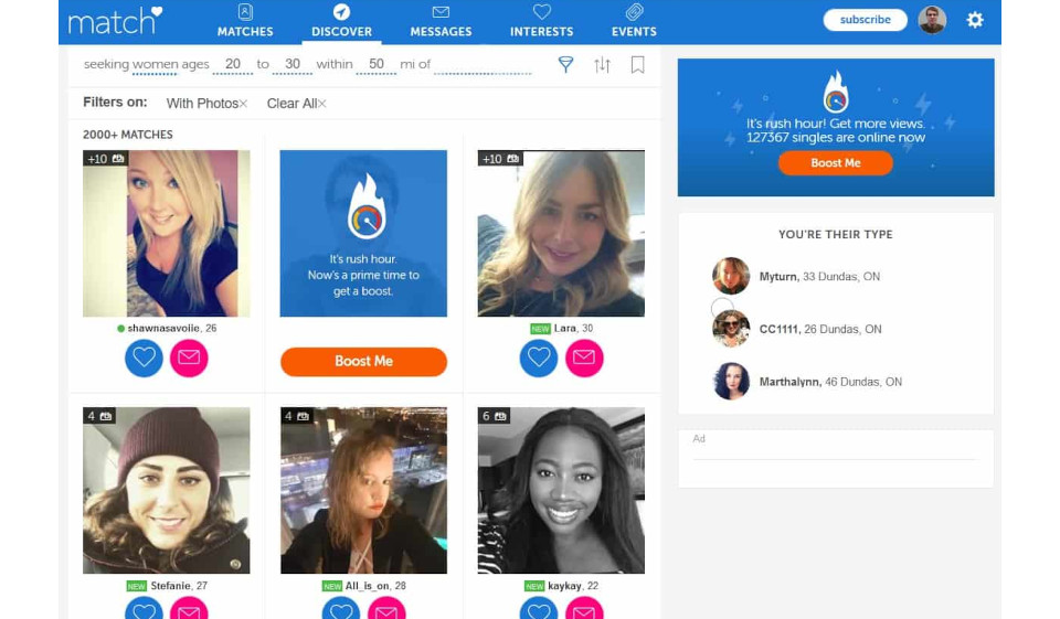 Interface Meetic USA